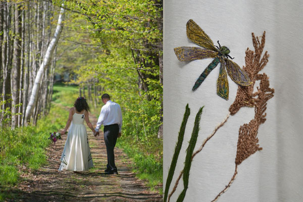 Sueno's Unique Wedding Dress | Embroidered with color | Eco-friendly Wedding Dresses | Hand Painted Hemp | NH Wedding | Made in Vermont Wedding Dresses under $5000