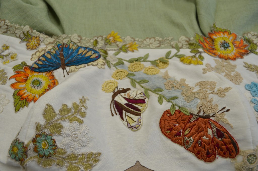 Tara Lynn makes hemp wedding dresses with embroidered butterflies