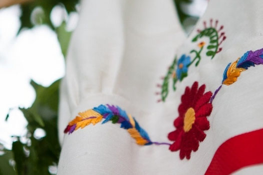 Custom Mexican Embroidered Hemp Wedding Dress