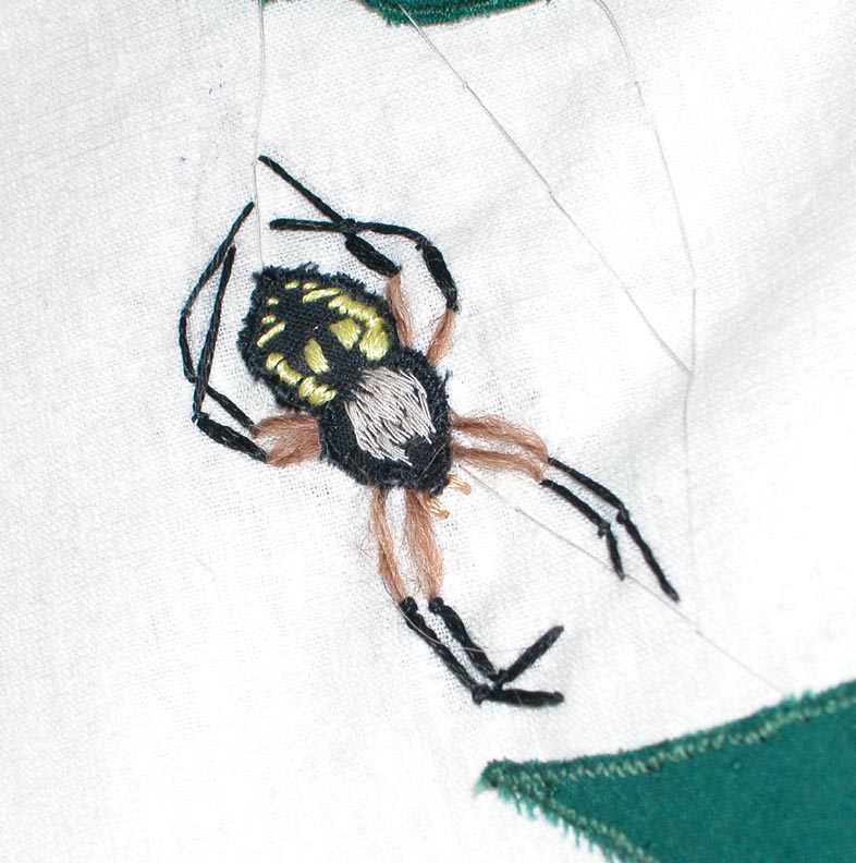embroidered orb weaver spider